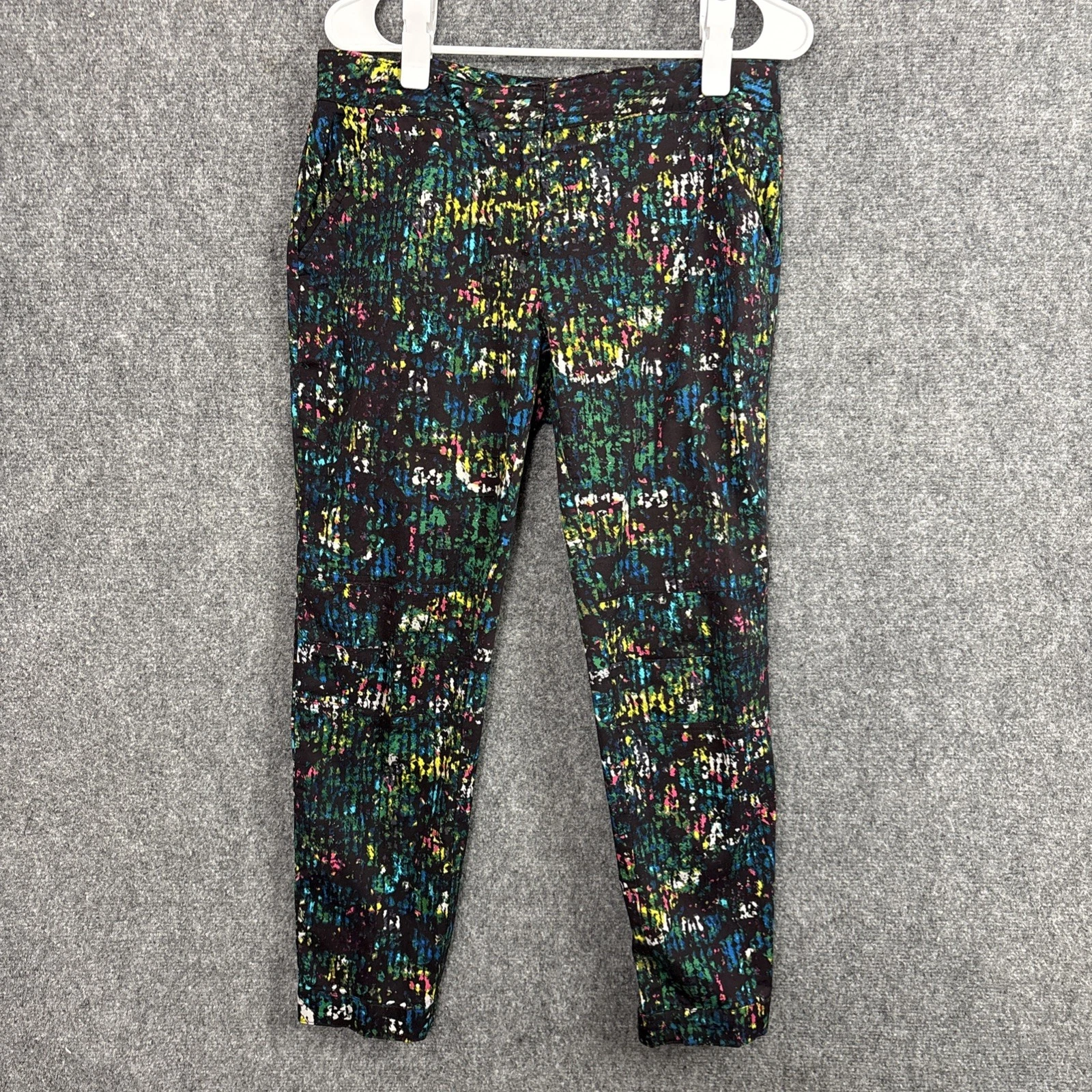Derek Lam Design Nation Pants Womens Size 8 Black Rio Capri Nighshade abstract