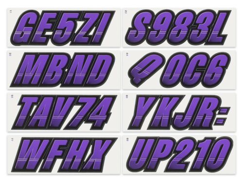 STIFFIE Techtron TT10 Boat PWC Letter Number Decal Registration PURPLE BLACK - Picture 3 of 10