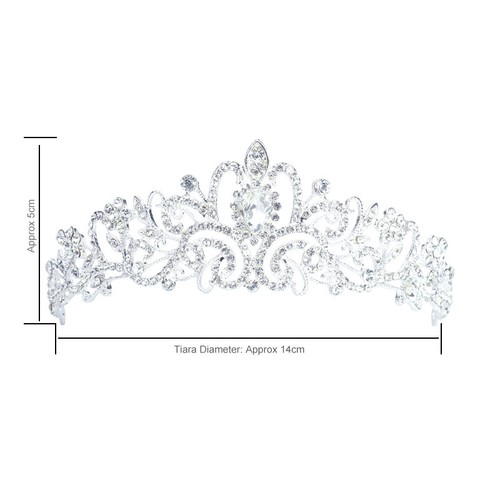 925 Sterlingsilber Kristall Herz Anhänger Halskette 18 Zoll Kette + Kristall Tiara Krone - Bild 6 von 69