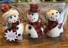 Buffalo Check Snowman Ornaments pack of 3 Choose Black Red Check 3  x 5  