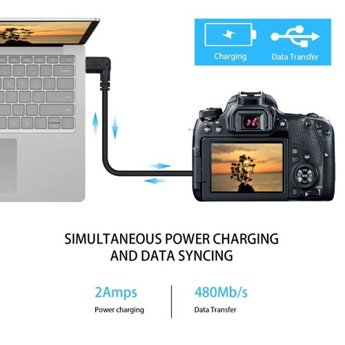 Mini USB to Type C Adapter Converter Cable for Camera Phone OTG Cable 90 Degree - Picture 6 of 8