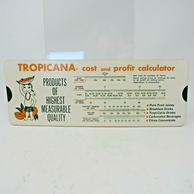 Vintage Tropicana Grocery Cost and Profit Freight Rate Calculator Advertising 