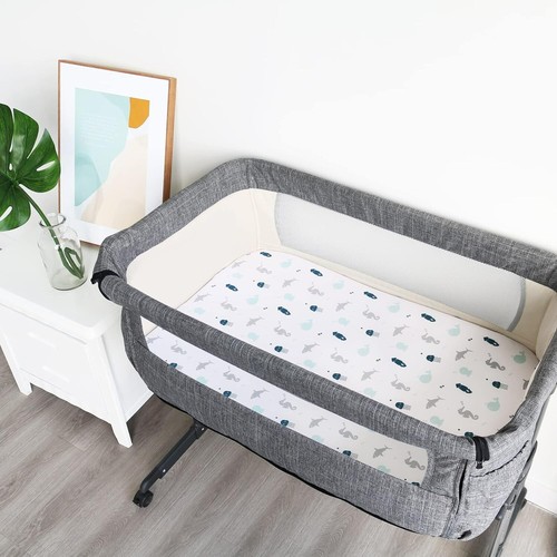 Bassinet Fitted Sheets Fit for Rectangle/Oval/Hourglass Bassinet Mattress 4 Pack - Picture 4 of 5