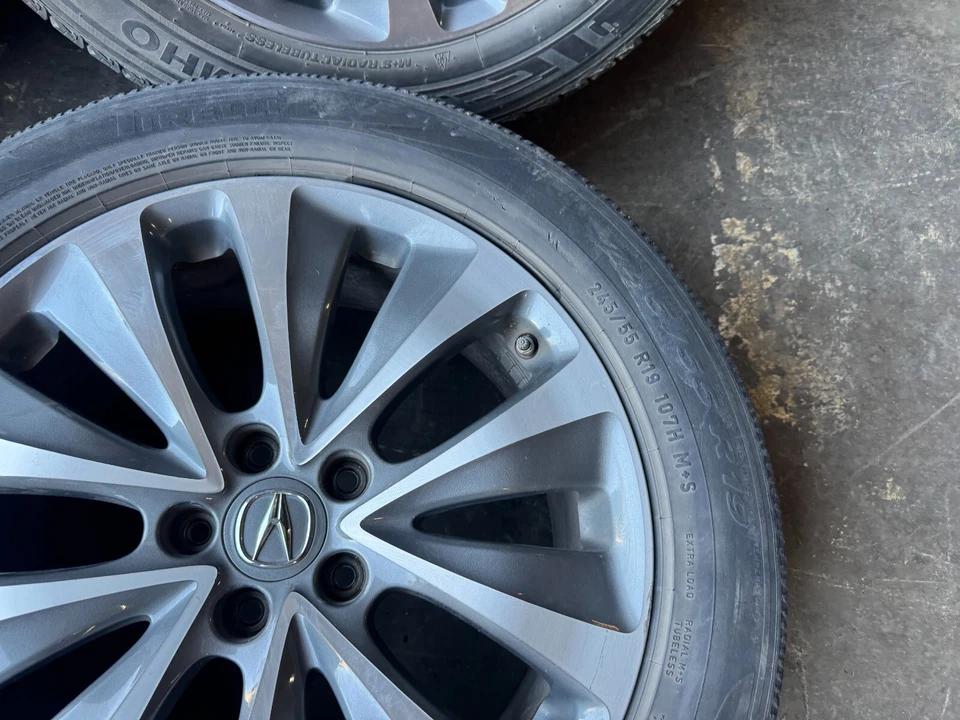 ACURA MDX 14-16 ALL SET OF 4 WHEEL RIM 19" 19X8 W/ TIRE 245/55 R19 107H OEM 59K - Image 4 of 4