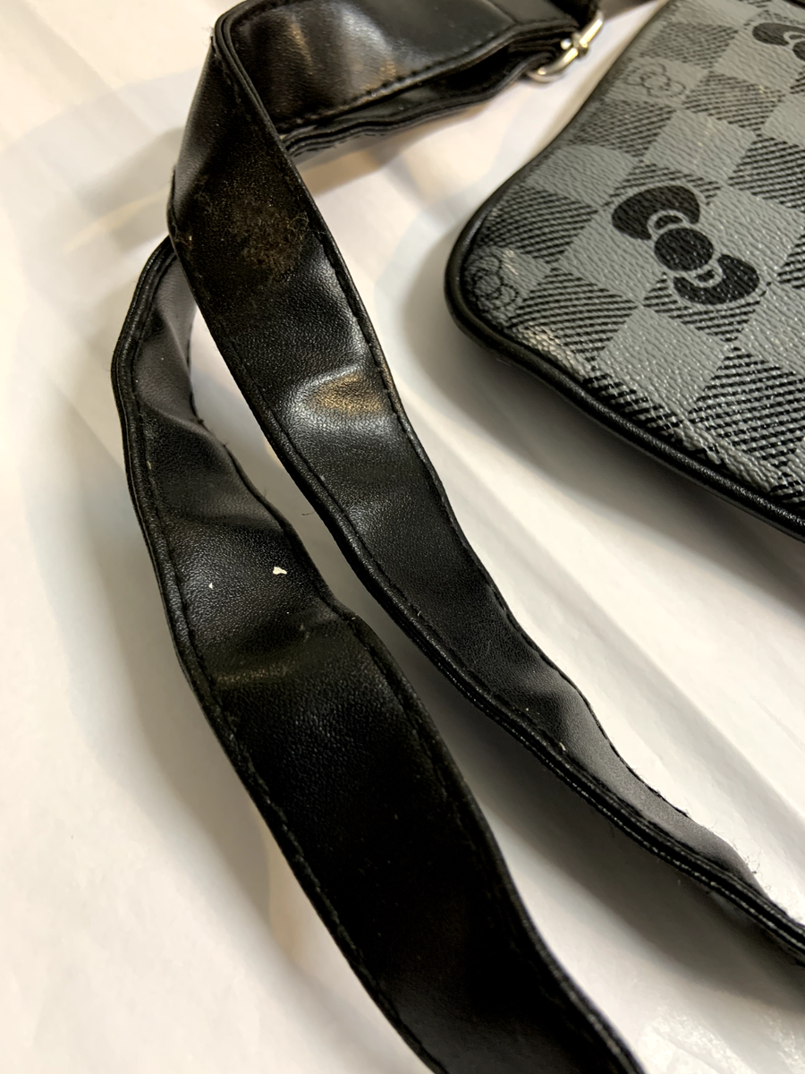 Hello Kitty black & dark grey purse bag bows & checkered design