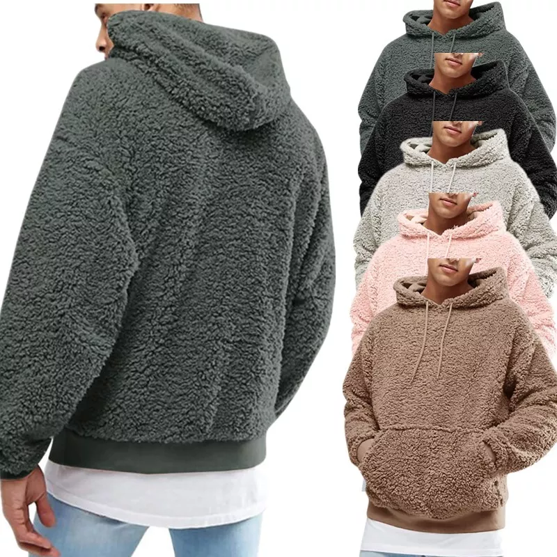 Storing krans Zachtmoedigheid Men Sherpa Fleece Pullover Sweatshirts Winter Warm Fuzzy Hoodies Casual  Outwear | eBay