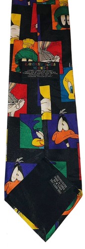 Vintage 1994 Looney Tunes Mania Mens Neck Tie Warner Bros Bugs Daffy Tweety - Picture 2 of 2
