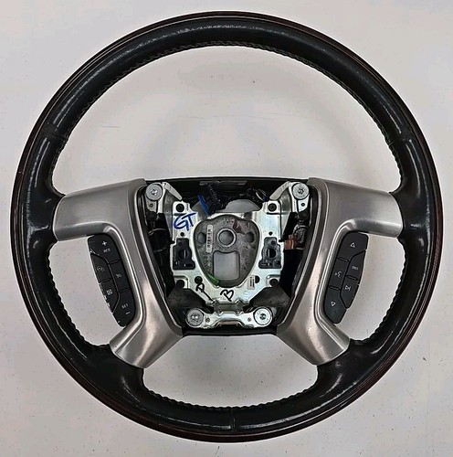 2007-2014 Cadillac Escalade Steering Wheel -Ebony Black Leather & Wood -  Heated - Picture 1 of 20