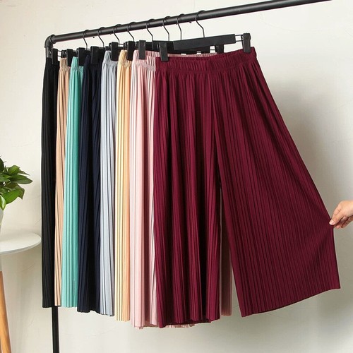 Ladies Womens Trousers Culottes Wide Leg Loose Harem Pleated Bottoms Plus Size - Picture 5 of 21