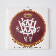 V Sattui Winery Ceramic Tile St Helena Napa Valley Trivet Wall Hanging 6 x 6
