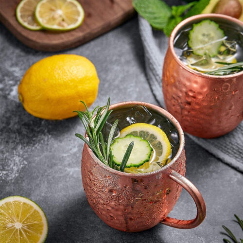 4Pack Copper Moscow Mule Mugs Set 16OZ with Handles Straws Coasters Brush Kit - Picture 11 of 12