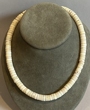 VTG Genuine Natural LG PUKA SHELL Surfer Necklace Boho Choker 17.5" Barrel Clasp