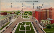 Memorial Square State Capitol Nashville Tennessee Vintage Linen Postcard Posted