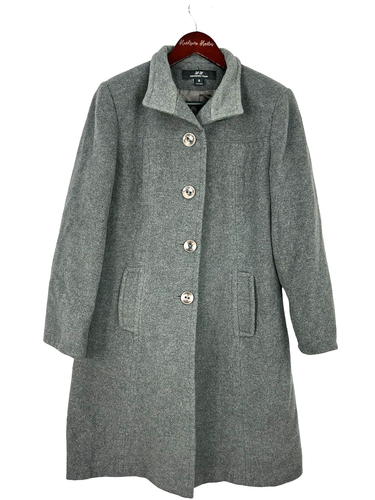 L L Collezioni Women Sz 6 Gray Wool Cashmere Blend Coat Long Sleeves Button Up