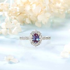 1/2Ct Blue Sapphire Oval Cut CZ Engagement Wedding Ring In 925 Sterling Silver