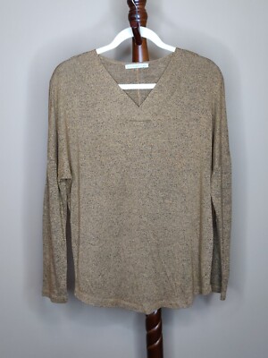 Active USA women's M knit top brown & black speckled v-neck long sleeve