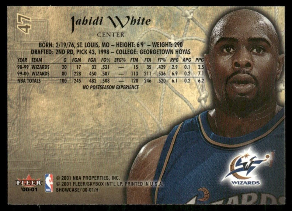 2000-01 Fleer Showcase Jahidi White #47 - Image 2 of 2
