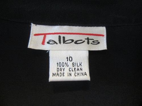 Blusa Talbots Mujer Talla 10 Negra Seda Manga Larga Elegante Botones Dorados - Imagen 3 de 5