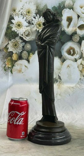 Young Lady Cautiously Posing Signed Original Figurine Bronze Sculpture Artwork - Picture 2 of 7