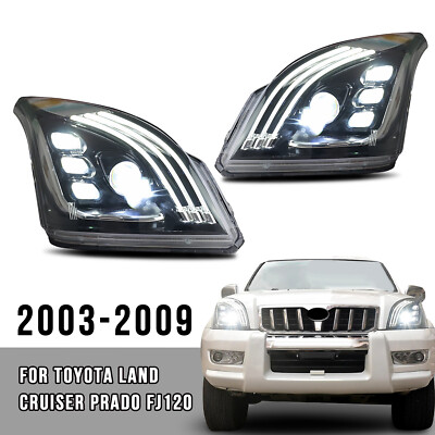 Paar Full LED DRL Scheinwerfer Montage für Toyota Land Cruiser Prado FJ120 03-09