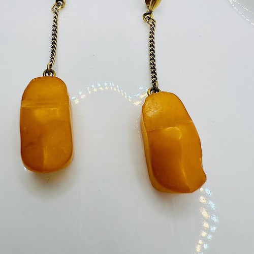 Vintage Bernstein Ohrringe Pantoffeln Vintage amber earrings slippers - Bild 4 von 4