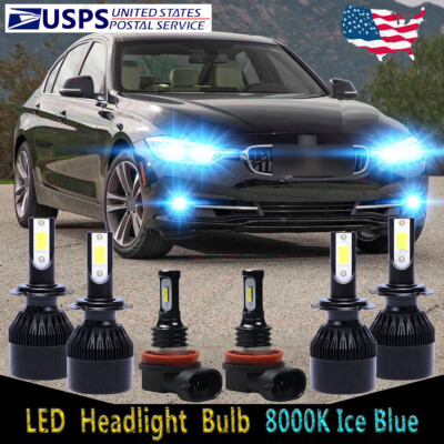 For BMW 323i 328i 335i 340i xDrive 8000K Front LED Headlight + Fog Lamp Bulb C9L