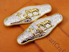 6X Gold Silver Praying Cowboy Leathercraft Western Horse Saddles Belt Conchos