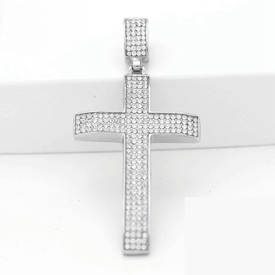 Men's Stainless-Steel JESUS CROSS 69mm Cubic Zirconia
