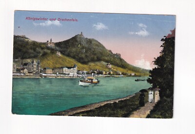 D8811) Ansichtskarte KÖNIGSWINTER Drachenfels Frauen Schirm Dampfer  1917