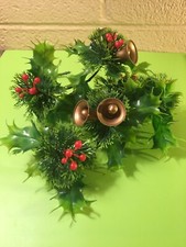 Christmas Floral Craft Pick Stem - Holly with Berries, Evergreen,  Gold Bells