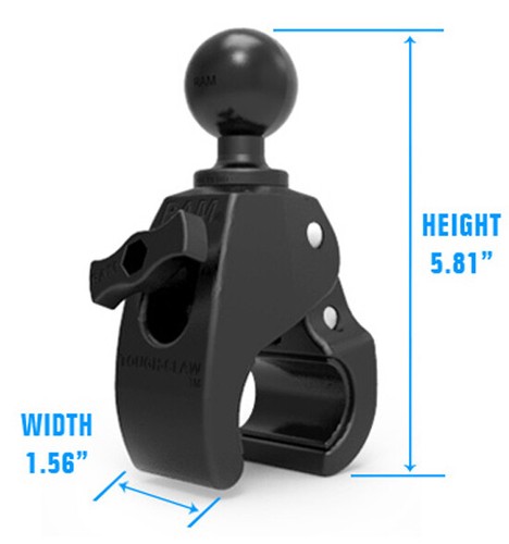 RAM Medium Tough-Claw Clamp Mount with Standard Arm and Round AMPS Plate - Picture 2 of 3