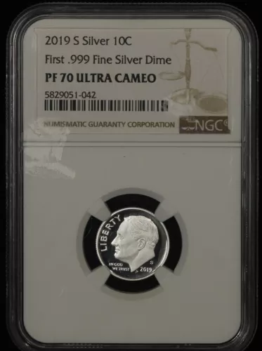 2019-S Roosevelt Dime First .999 Silver Dime NGC PF-70 UCam            TQ1445/BE