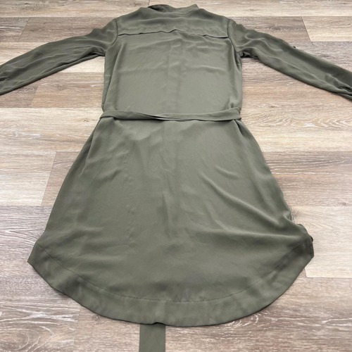 H&M Button Down Belted Long Sleeve Green Casual Shirt Dress Women's Size 4 - Picture 4 of 11