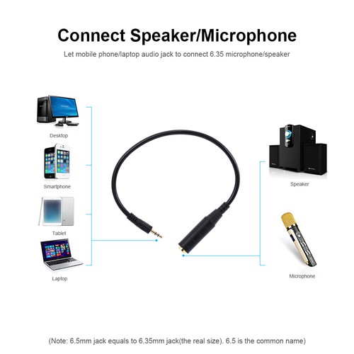 3.5mm to 6.5mm Audio Adapter Cable 3.5mm Male to 6.35mm Female Converter C4G6 - Picture 9 of 10