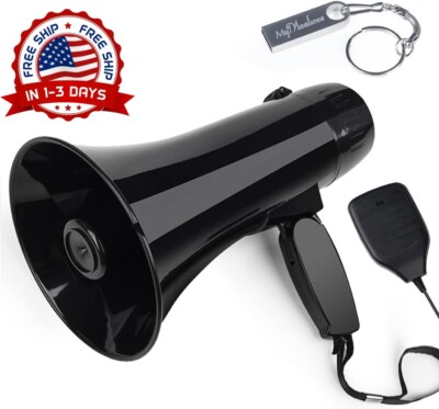 Altavoz Megafono Portatil 35W, Sirena Incorporada, Control De Volumen Ajustable.