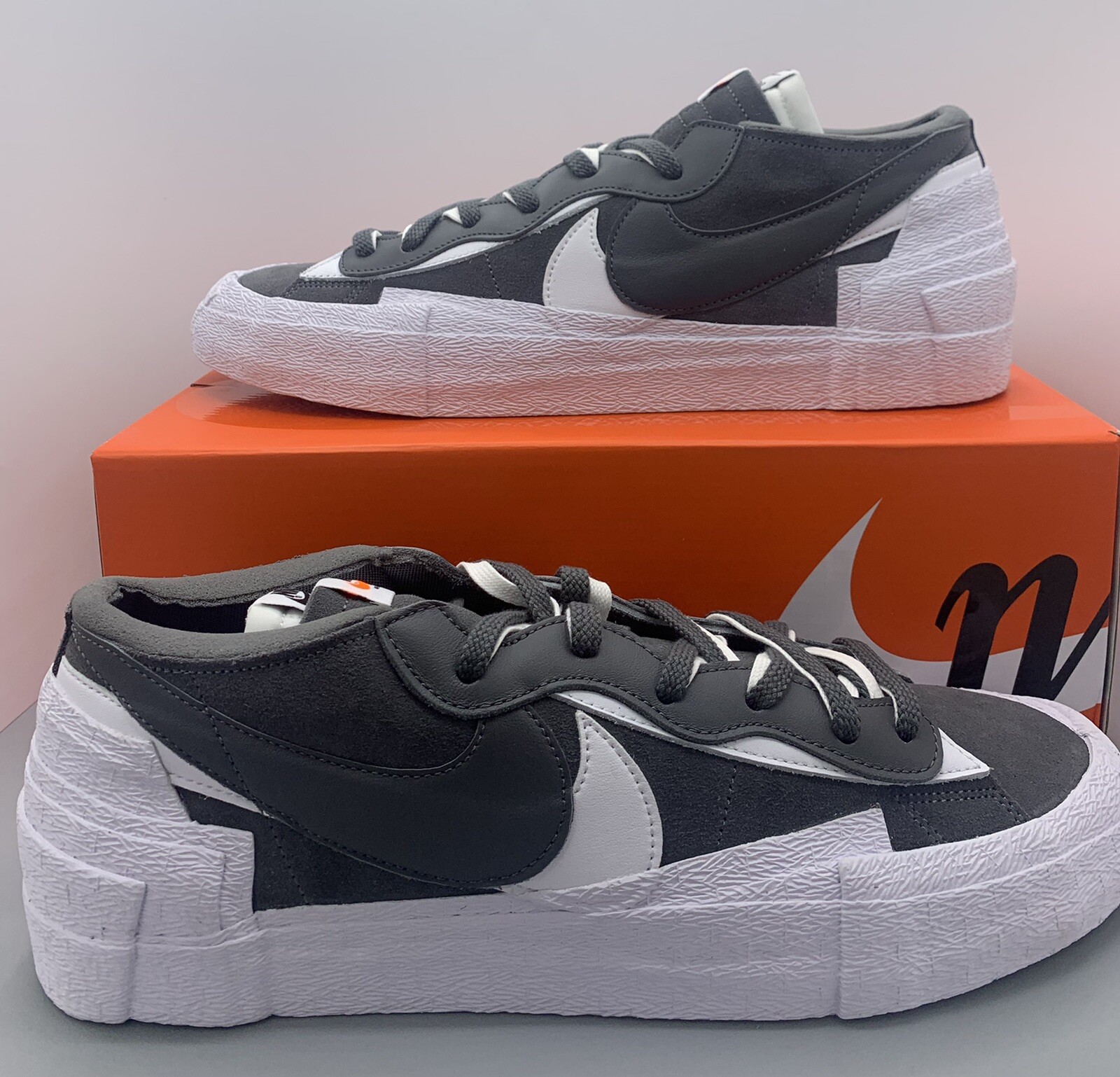 SACAI X NIKE Taglia 14 Nike x Sacai blazer basso ""Grigio ferro"" DD1877 002 A MANO SPEDIZIONE VELOCE