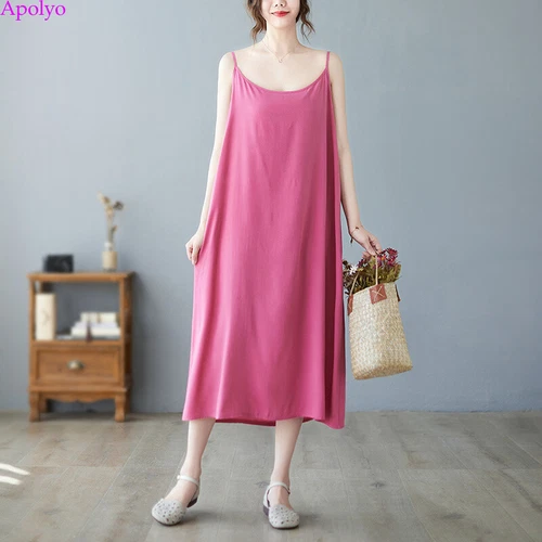 Womens Sundress Cotton Linen Slip Tank Summer Casual Loose Shirt Tunic Dress - Bild 15 von 29