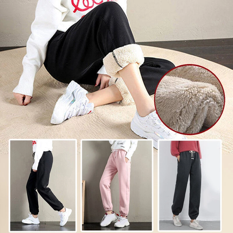 Women's Sherpa Lined Sweatpants Winter Warm Athletic Fleece Thick Joggers  Pants~