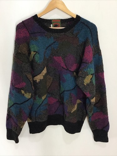 Boston Traders Knitted By Hand Pure Wool Multicolor Sweater Men’s Size M - Picture 2 of 6