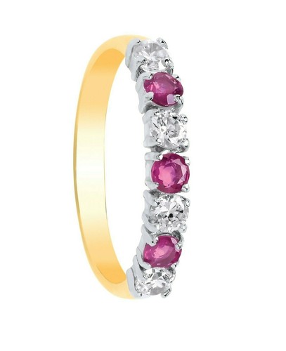9ct Yellow Gold Ruby Eternity Ring Anniversary Band Fully Hallmarked - Picture 2 of 4