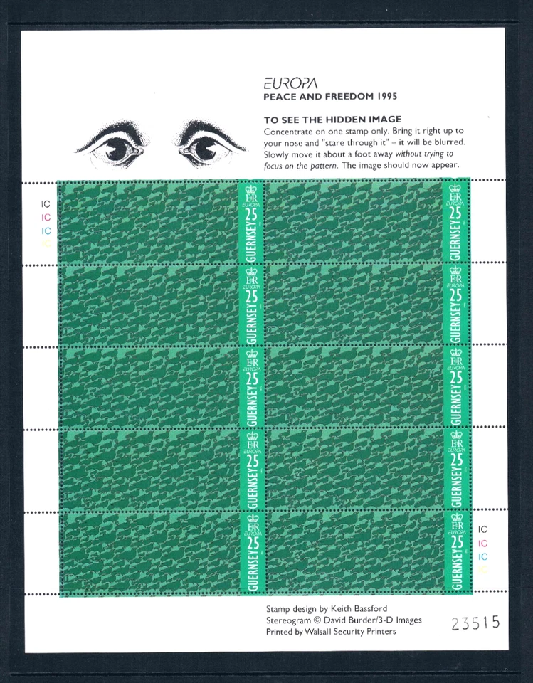 $16.50 Scott Value - 1995 GUERNSEY 3-Dimens. Stamps, Doves 2 sheet CV MNH NH UM - Image 4 of 4