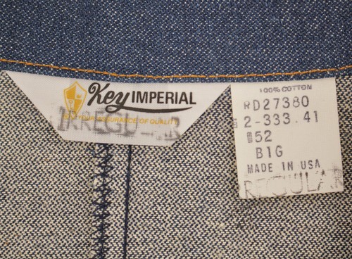 Vintage Herren 1970er Jahre Neu aus altem Lagerbestand Schlüssel starr Denim Jacke Gr. 52 2XL 70er Jeansjacke - Bild 5 von 10