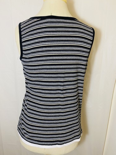 Croft&Barrow Women Top With Faux Tank Top Underneath Stretch Sz M Stripped - Picture 3 of 8