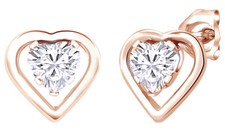 0.6Ct Heart Simulated Diamond Heart Stud Earrings 14k Rose Gold Plated