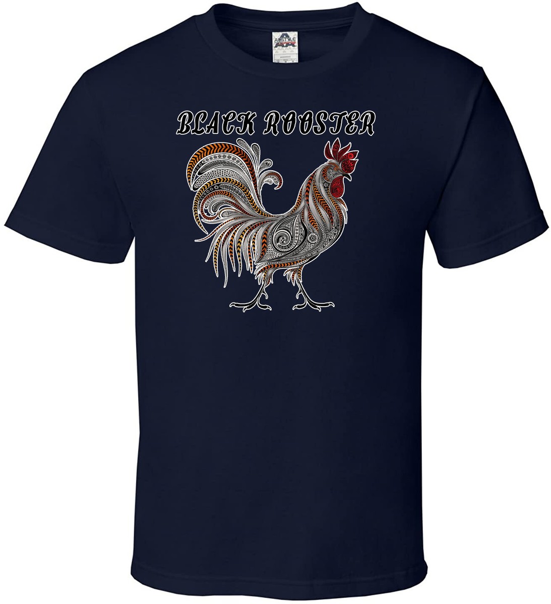 graphic t-shirt black rooster multiple colors 100% cotton | eBay