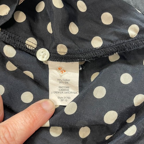 J Crew Shirt Women L Black Polka Dot Button Sheer Academia Heritage Capsule Work - Picture 4 of 8