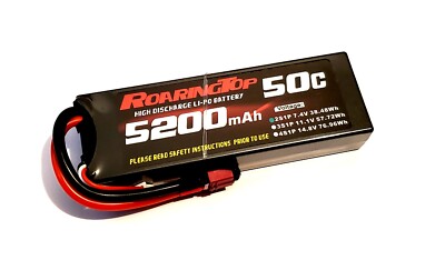 RoaringTop LiPo Battery Pack 50C 5200mAh 2S1P 7.4V HardCase with Deans Plug