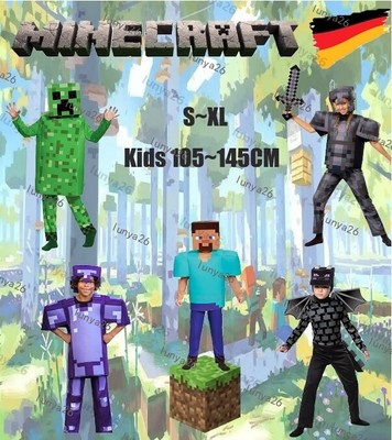 Kinder Karneval Kostüm Minecraft Charakter Kostüm Spiel Party Dress BrandNeu*