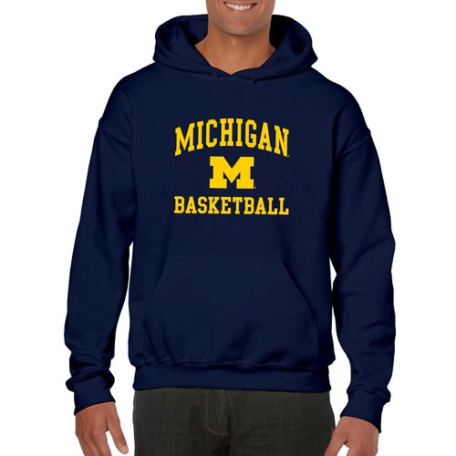 Michigan Wolverines Arch Logo Basketball Hoodie - Navy - Picture 4 of 6