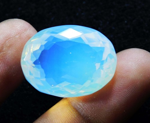 Piedra preciosa suelta corte ovalado australiana ópalo blanco natural fuego 41,00 quilates certificada - Imagen 4 de 8
